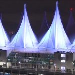Canada place sails of light coloured white